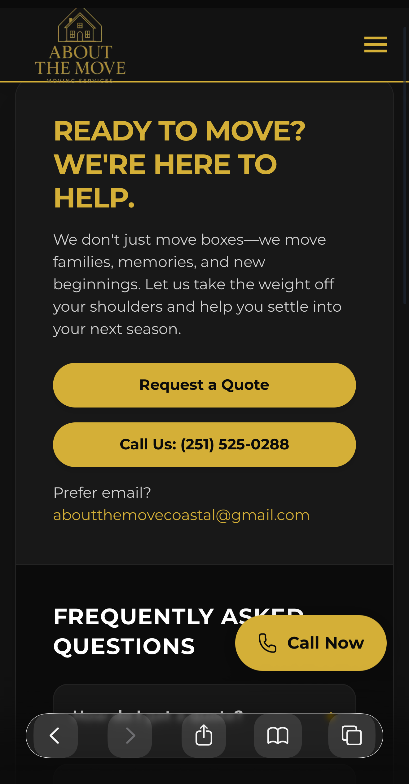 About The Move Coastal website mockup — DBell Creations