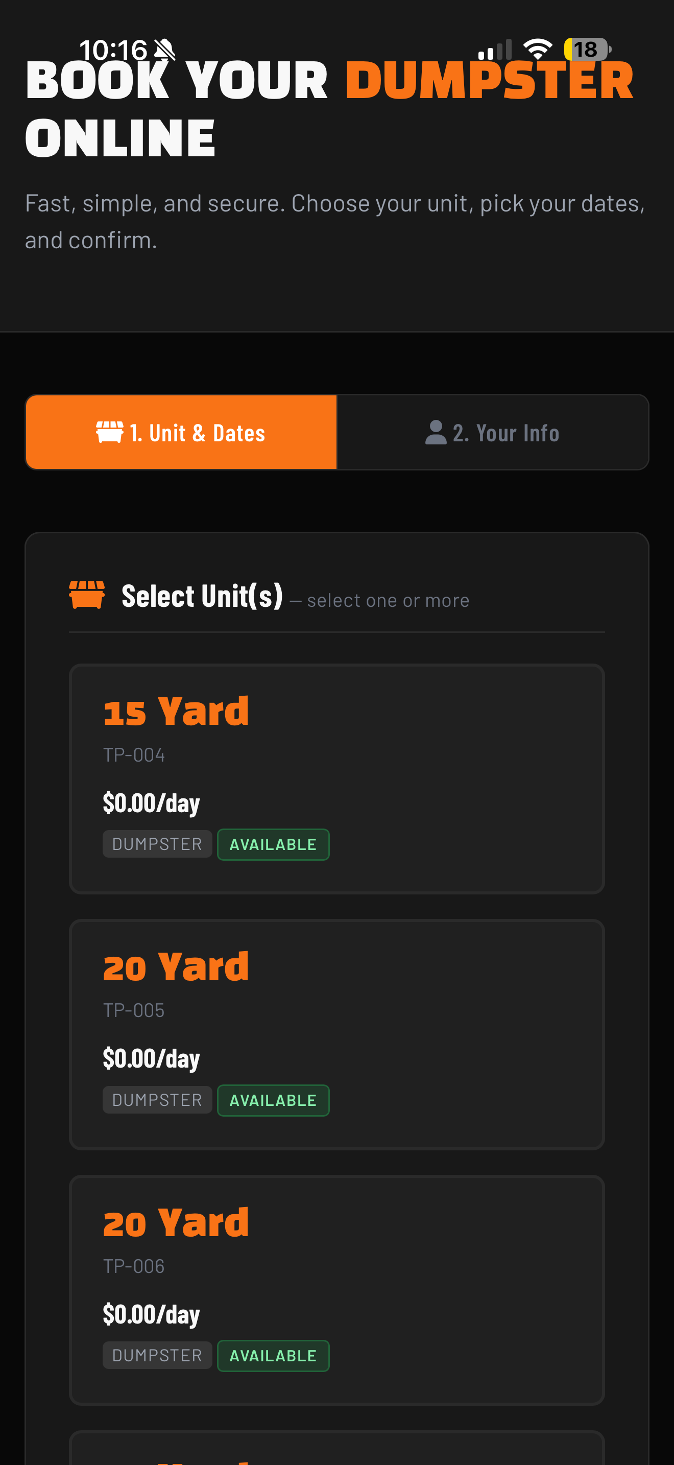 Trash Panda Roll-Offs custom software
