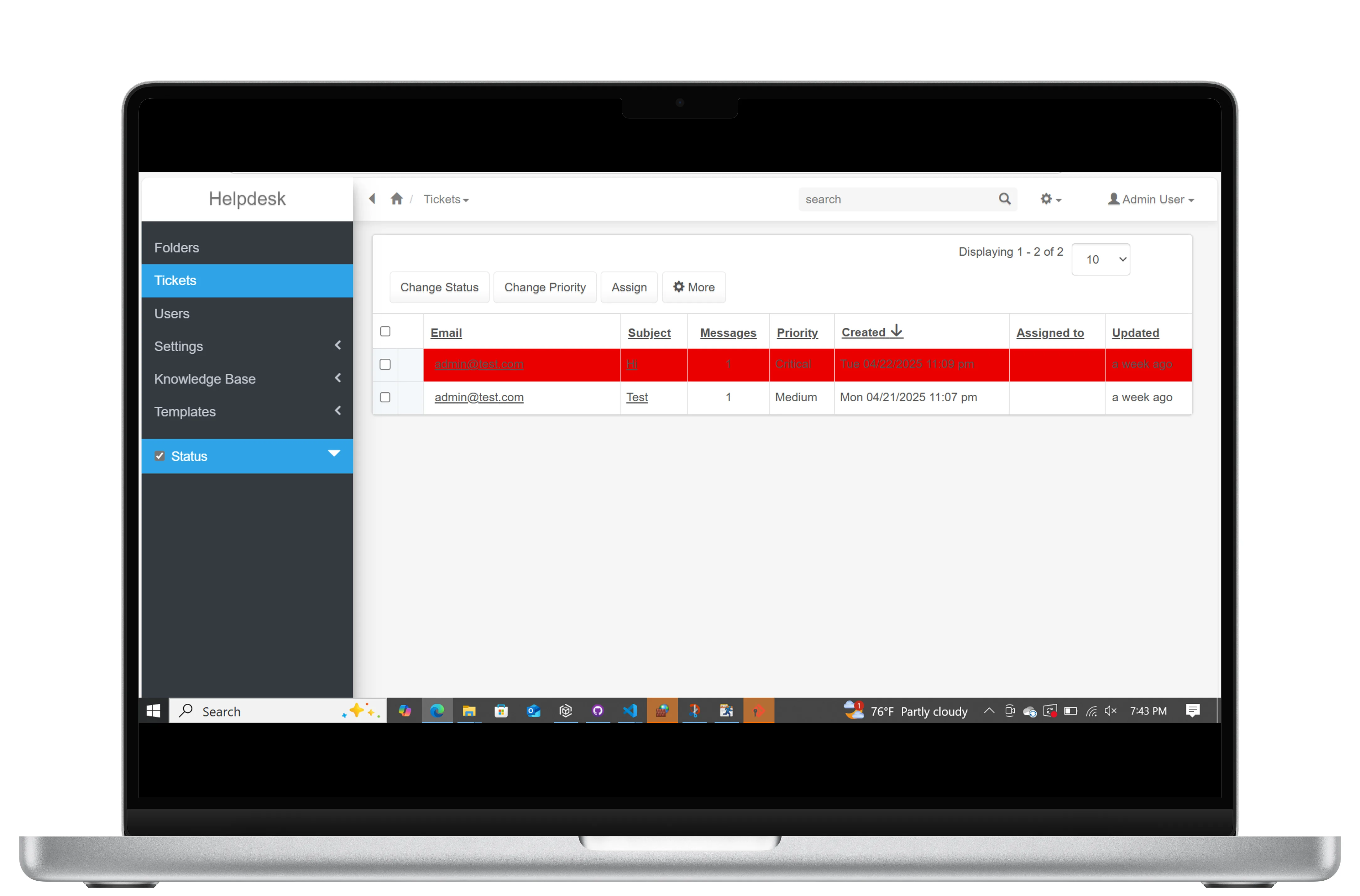 Custom helpdesk system